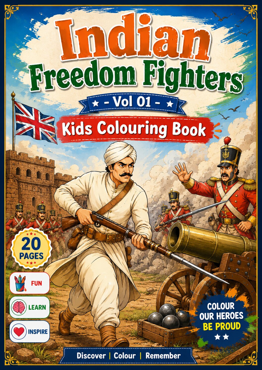Indian Freedom Fighters Coloring Book - Vol 01