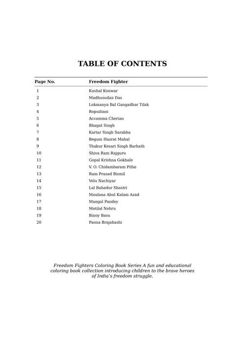 Indian Freedom Fighters Coloring Book - Vol 01