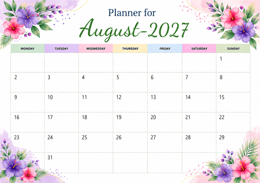 Planner For August 2027