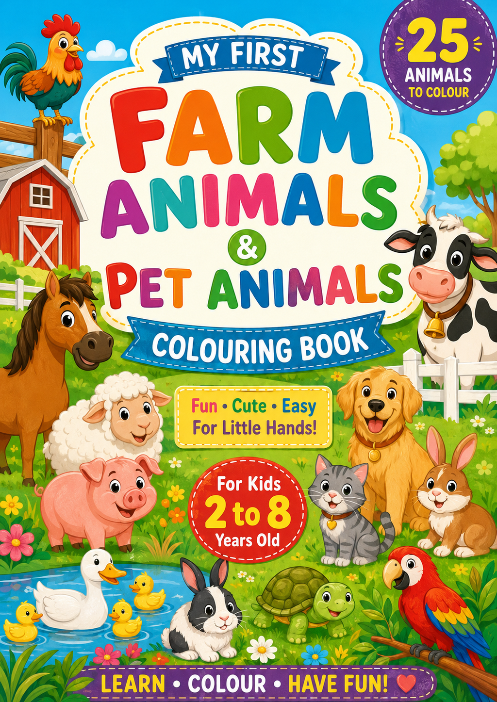 Farm Animals & Kids Animals - Kids Coloring Book