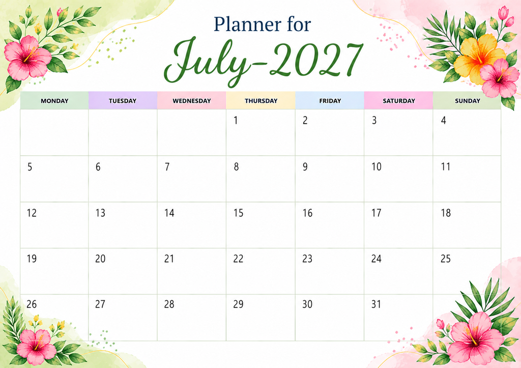 Planner For July 2027