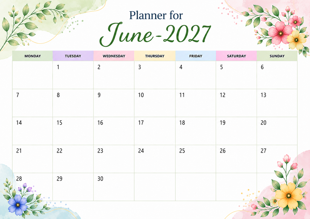 Planner For June 2027
